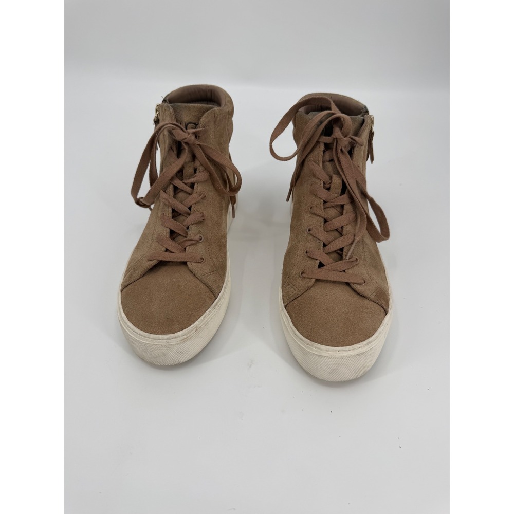 UGG Olive Chestnut Brown Suede High Top Side Zip Sneakers 1105370 Womens 9.5 - Picture 2 of 9